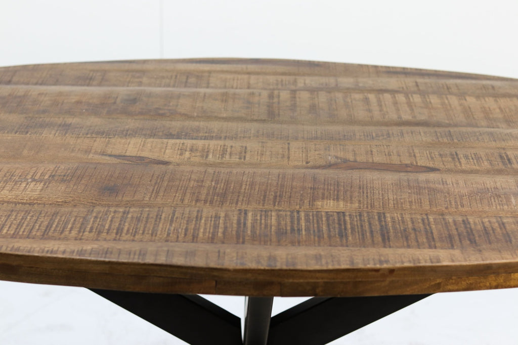 Ovale Eettafel Melbourne-180x100x76-Naturel/Zwart-Mango/Metaal-Eettafels-HSM Collection