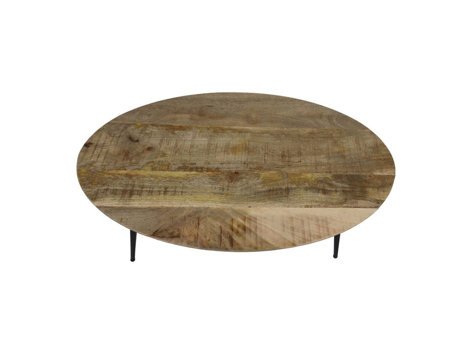 Ovale Salontafel Bern - 100x60x38 - Naturel/zwart - Mangohout/metaal-Salontafels-HSM Collection