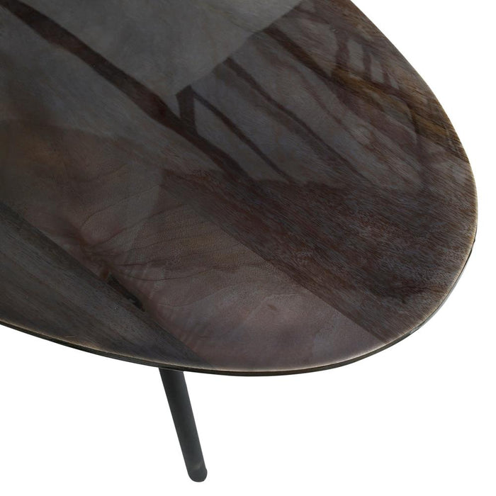 Oxil Zwart Hout Bijzettafel Egg Shape Top SV2-Bijzettafels-PTMD