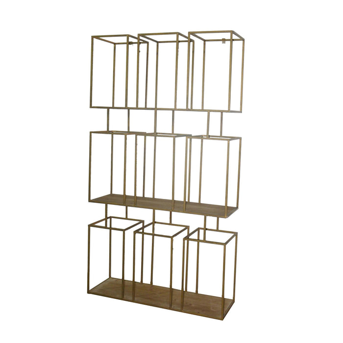 PTMD Alfa Natuurlijk Hout Metaal Open Kast Block-Vakkenkasten-PTMD