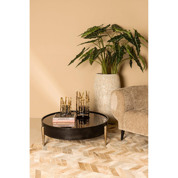 PTMD Aluminium Oxidised Zwart Salontafel Rond-Salontafels-PTMD