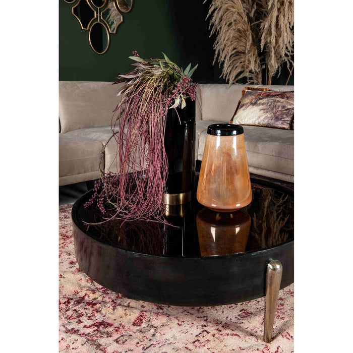 PTMD Aluminium Oxidised Zwart Salontafel Rond-Salontafels-PTMD