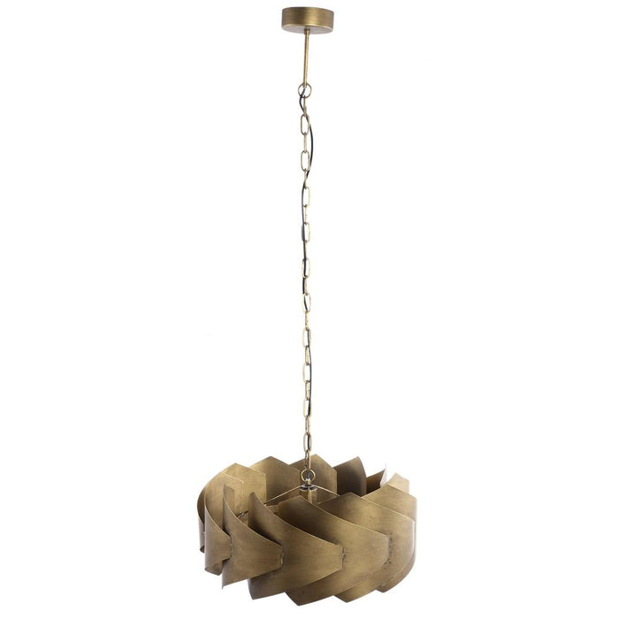 PTMD Arix Goud Metaal Hangend Lamp Rond Laaged Shade-Hanglampen-PTMD