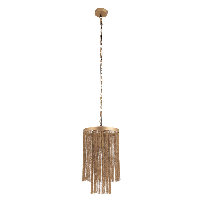 PTMD Brenton Goud Ijzer Chains Rond Hangend Lamp l-Hanglampen-PTMD