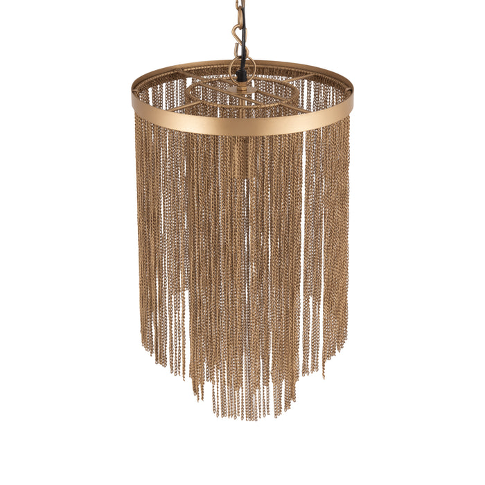 PTMD Brenton Goud Ijzer Chains Rond Hangend Lamp l-Hanglampen-PTMD