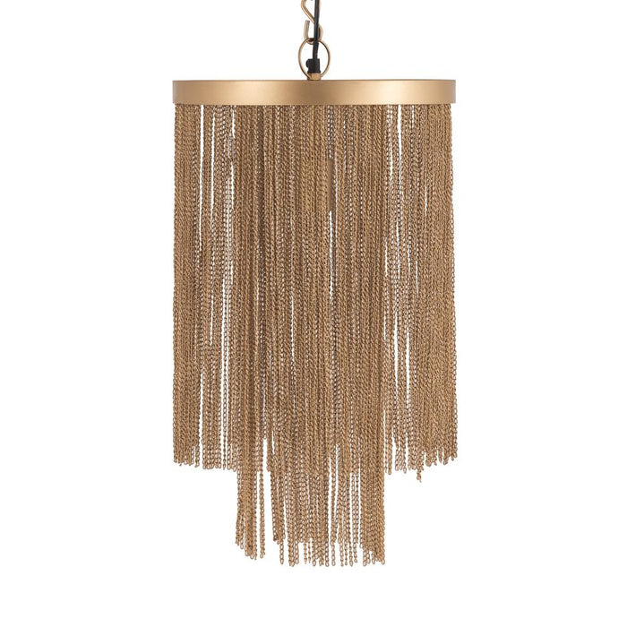 PTMD Brenton Goud Ijzer Chains Rond Hangend Lamp l-Hanglampen-PTMD