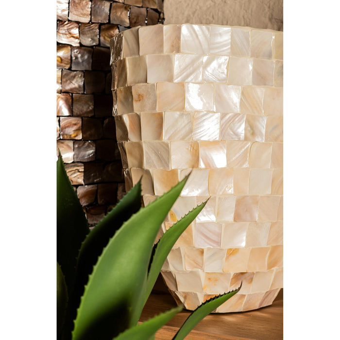 PTMD Chelsae Crème Poly Rechthoekig Shell Spiegel-Spiegels-PTMD