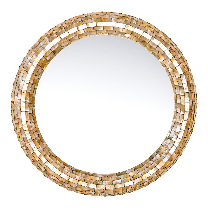 PTMD Chelsae Crème Poly Rond Shell Spiegel Large-Spiegels-PTMD