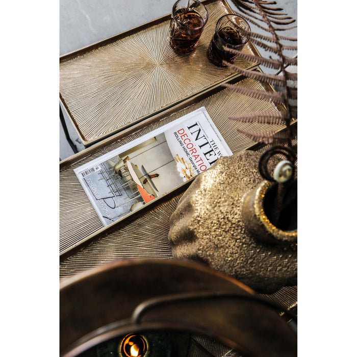 PTMD Daan Goud Aluminiumminum Zwart Ijzer Bijzettafel s/3-Bijzettafels-PTMD