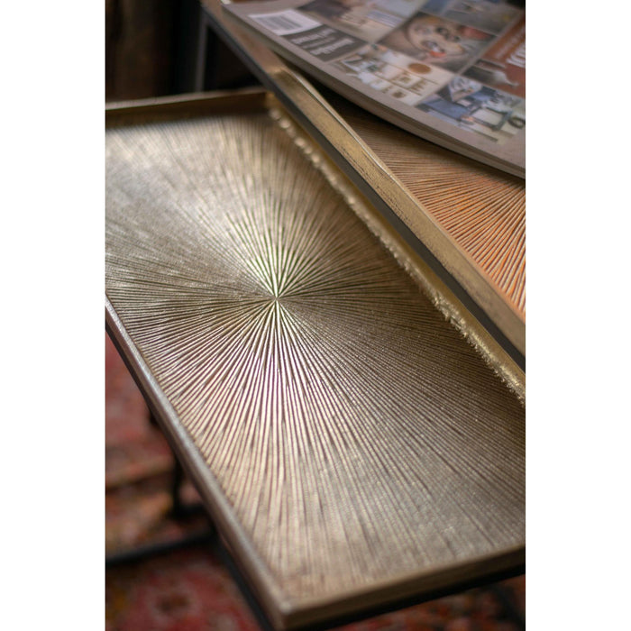 PTMD Daan Goud Aluminiumminum Zwart Ijzer Bijzettafel s/3-Bijzettafels-PTMD