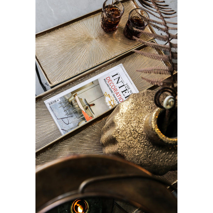 PTMD Daan Goud Aluminiumminum Zwart Ijzer Bijzettafel s/3-Bijzettafels-PTMD