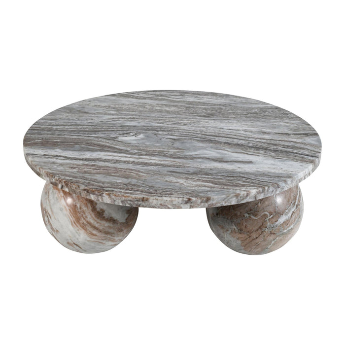 PTMD Diro Beige Marmer 3 Ball Coffeetable Rond-Salontafels-PTMD