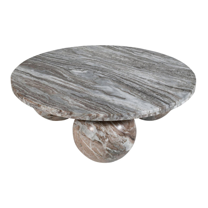 PTMD Diro Beige Marmer 3 Ball Coffeetable Rond-Salontafels-PTMD