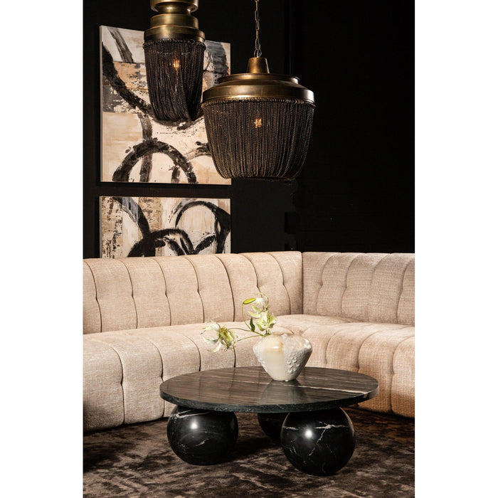 PTMD Diro Zwart Marmer 3 Ball Coffeetable Rond-Salontafels-PTMD