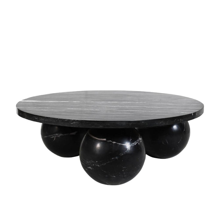 PTMD Diro Zwart Marmer 3 Ball Coffeetable Rond-Salontafels-PTMD