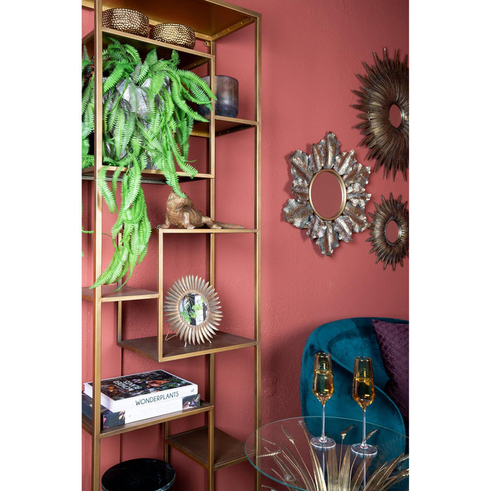 PTMD Duana Playful Goud Ijzer Open Kast Hoog-Vakkenkasten-PTMD