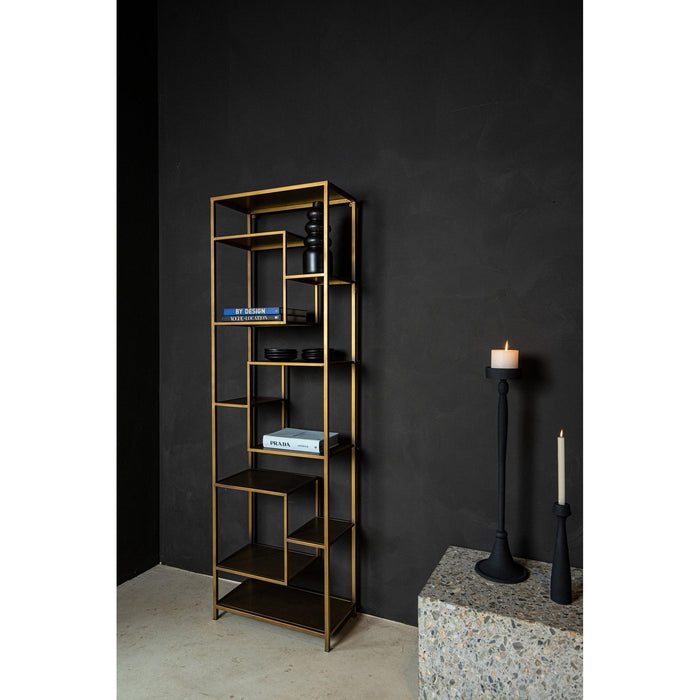 PTMD Duana Playful Goud Ijzer Open Kast Hoog-Vakkenkasten-PTMD