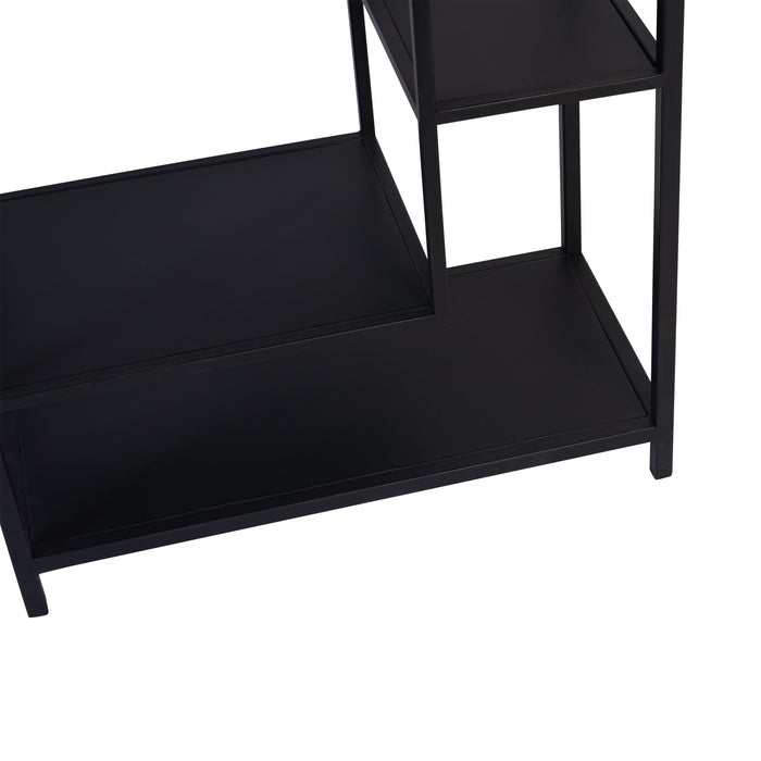 PTMD Duana Playful Zwart Ijzer Open Kast Hoog-Vakkenkasten-PTMD