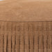 PTMD Eleora Camel Suede Leer Pouf Fringes Rond s-Poefs-PTMD