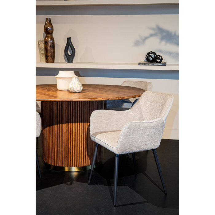 PTMD Fallax Antraciet 456 Ribbe Stof Eetkamerstoel-Eetkamerstoelen-PTMD