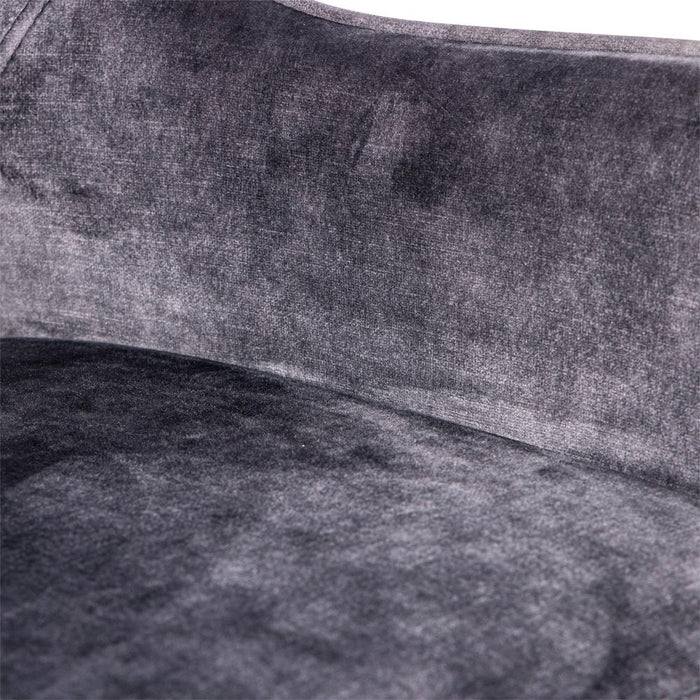 PTMD Fallon Fluweel Antraciet Bar Kruk Zwart Metaal Poot-Barkrukken-PTMD