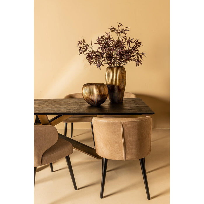 PTMD Fiori Antraciet Terra Leer Eetkamerstoel-Eetkamerstoelen-PTMD