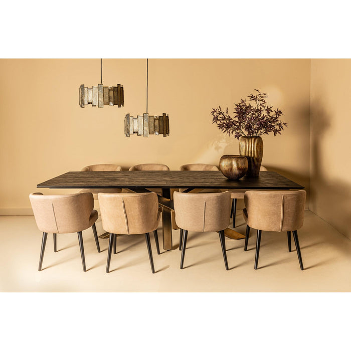 PTMD Fiori Taupe Terra Leer Eetkamerstoel-Eetkamerstoelen-PTMD