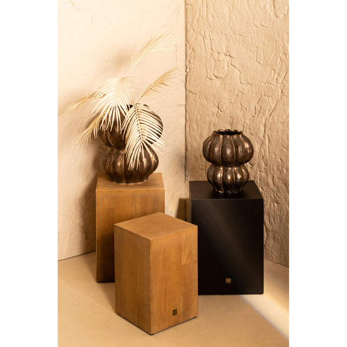 PTMD Gustavo Zwart Colored Oakveneer Pedestal sv2 s-Bijzettafels-PTMD