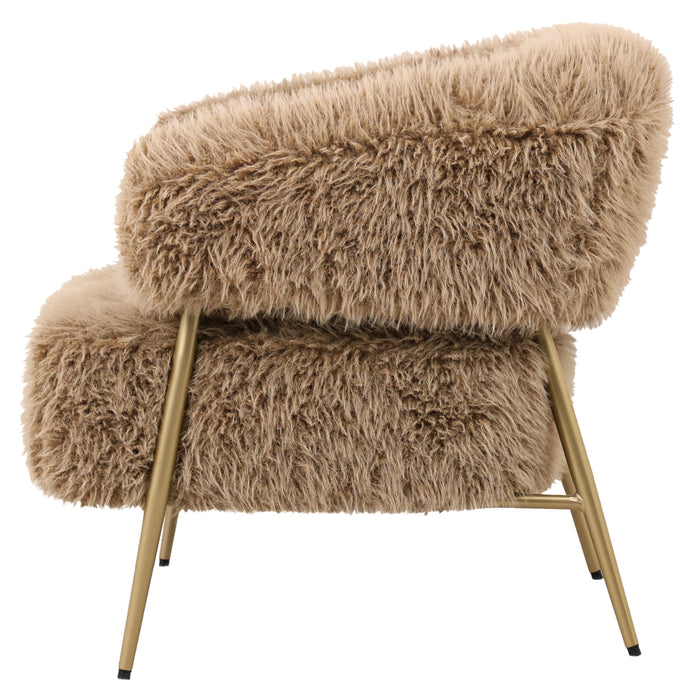 PTMD Hair Bruin Fauteuil Goud Metaal Base-Fauteuils-PTMD