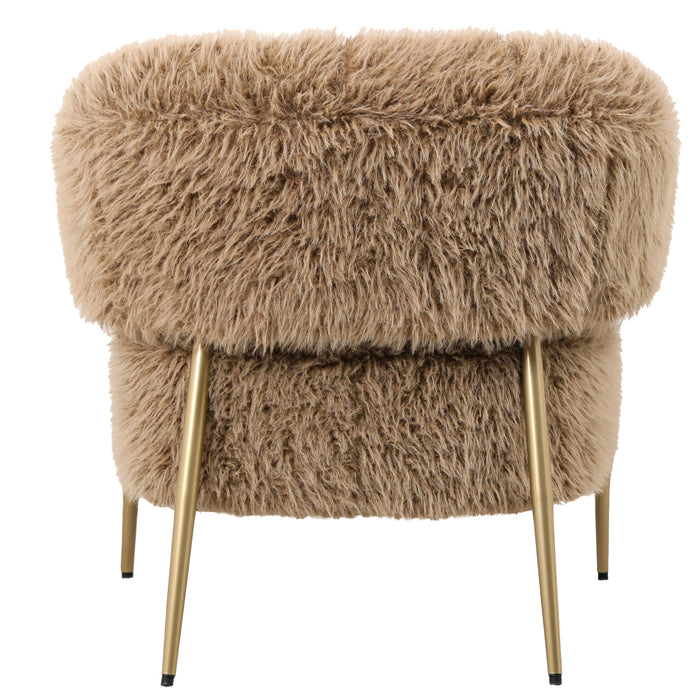PTMD Hair Bruin Fauteuil Goud Metaal Base-Fauteuils-PTMD