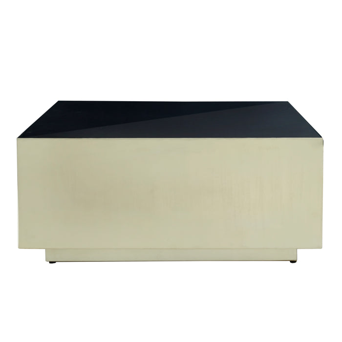 PTMD Irvy Goud Ijzer Coffeetable Vierkant Zwart Enamel sv2-Salontafels-PTMD