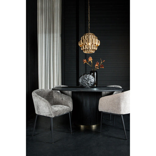 PTMD Jeno Crème 04 Aura Stof Eetkamerstoel Zwart Poots-Eetkamerstoelen-PTMD