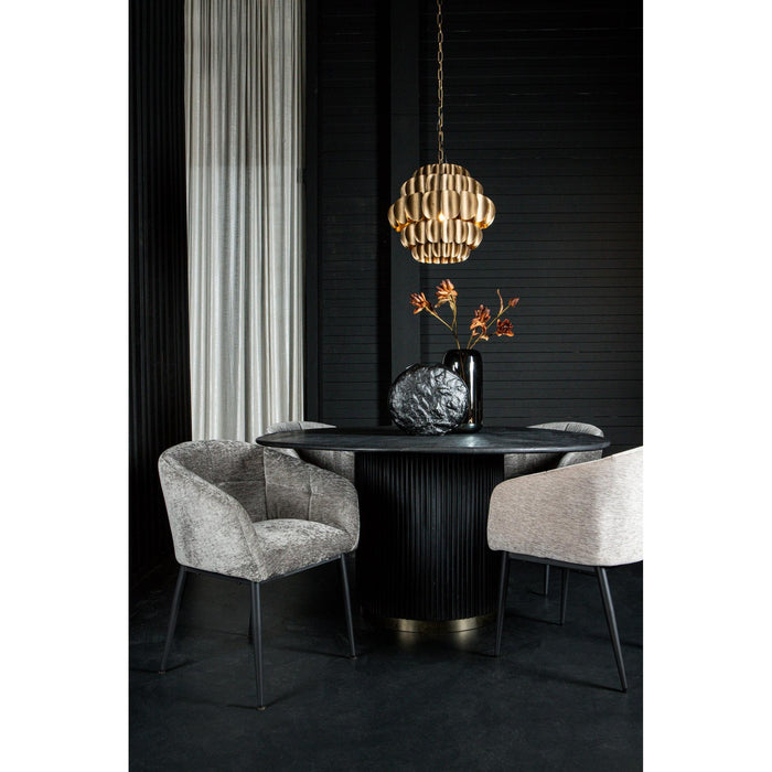 PTMD Jeno Crème 04 Aura Stof Eetkamerstoel Zwart Poots-Eetkamerstoelen-PTMD