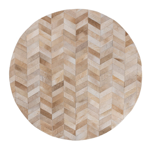 PTMD Joanne Beige Cowhair Patchwork Carpet Rond l-Vloerkleden-PTMD