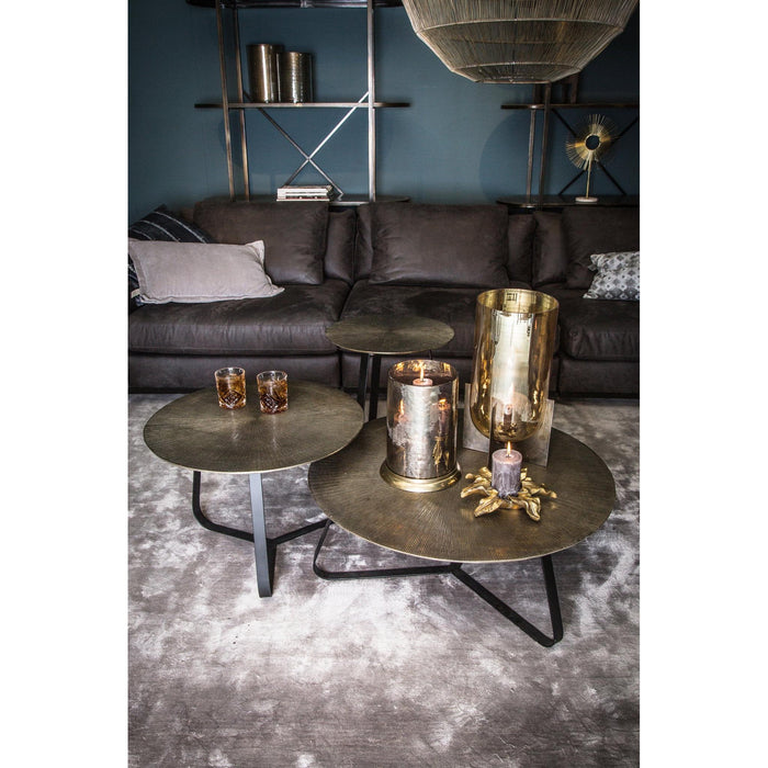 PTMD Kae Goud Aluminium Zwart Ijzer Rond Salontafel s-Salontafels-PTMD