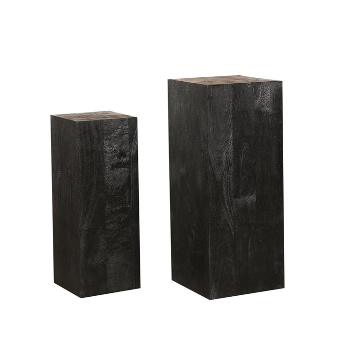PTMD Kyro Zwart Sandblasted Mango Hout Pedestal sv2-Bijzettafels-PTMD