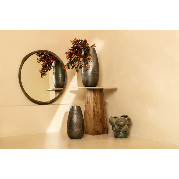 PTMD Limera Messing Aluminium Rond Spiegel Irregular Border s-Spiegels-PTMD