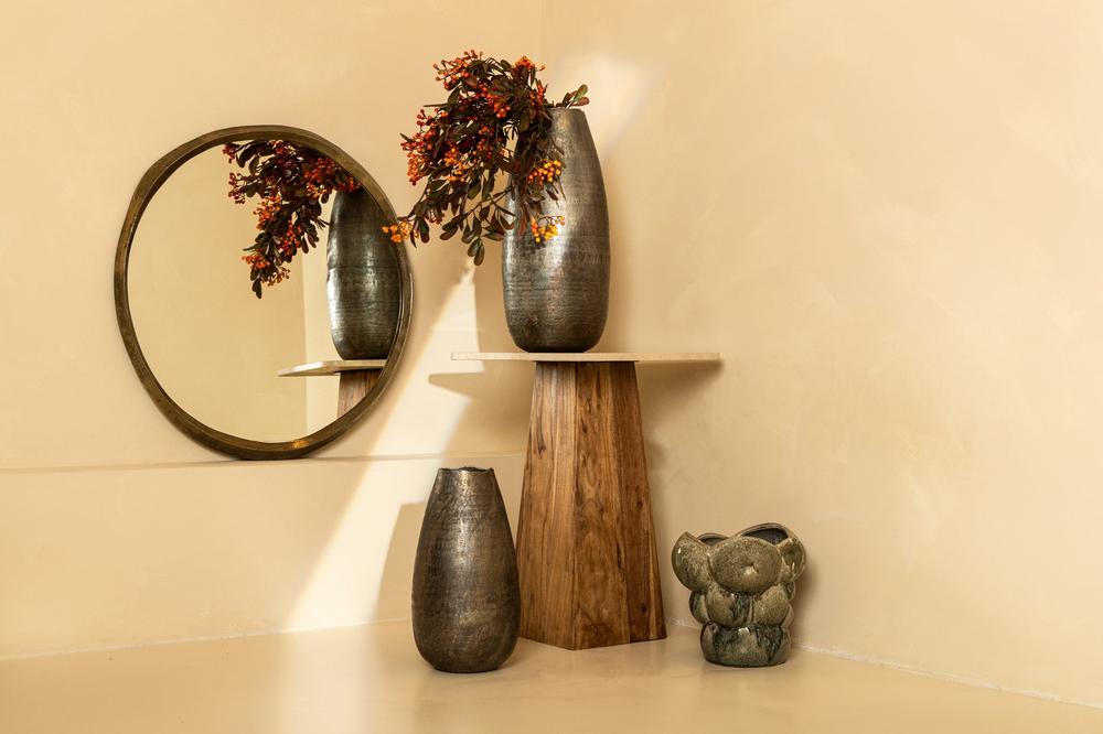 PTMD Limera Messing Aluminium Rond Spiegel Irregular Border s-Spiegels-PTMD