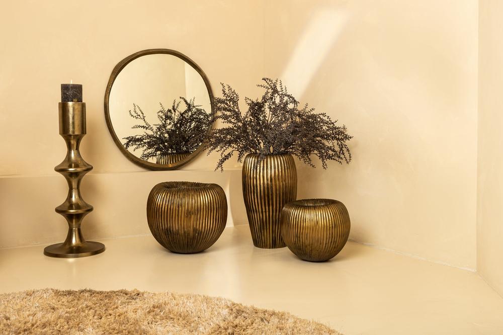 PTMD Limera Messing Aluminium Rond Spiegel Irregular Border s-Spiegels-PTMD