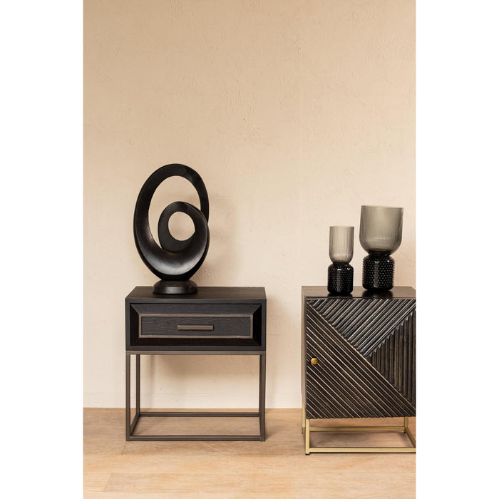 PTMD Lixly Zwart Hout Ijzer Frame Bedside Kast-Kasten-PTMD