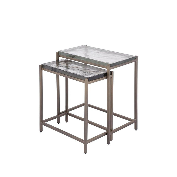 PTMD Lucinde Messing Ijzer Bijzettafel Thick Glas Rect sv2-Bijzettafels-PTMD