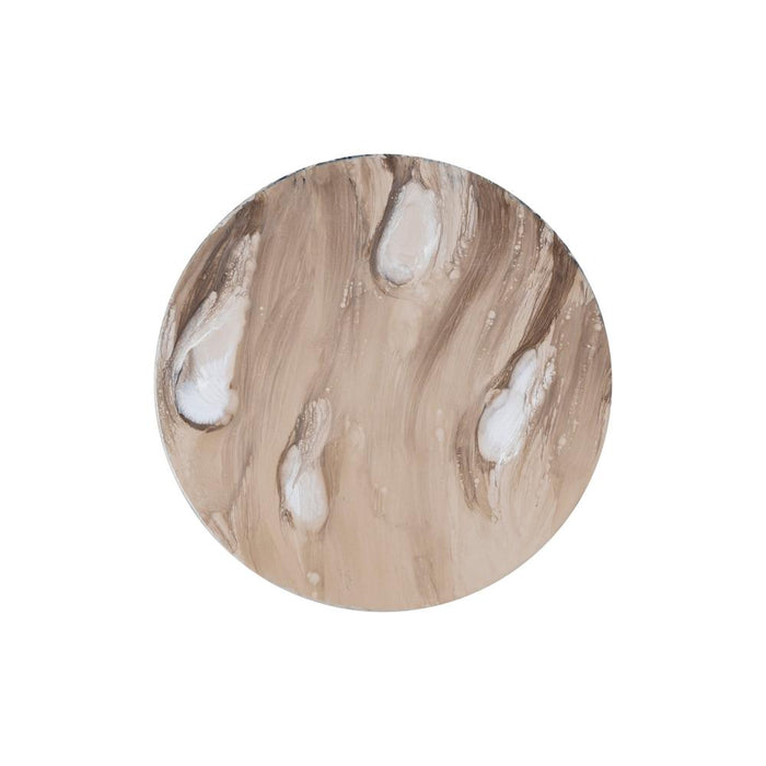 PTMD Maran Crème Glanzend Ijzer Bijzettafel Rond s-Bijzettafels-PTMD