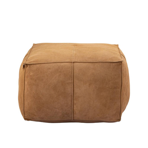 PTMD Marieke Camel Suede Leer Pouf Vierkant-Poefs-PTMD