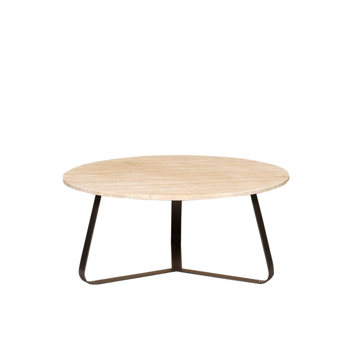 PTMD Micka Zwart Travertine Coffeetable Rond Medium-Salontafels-PTMD