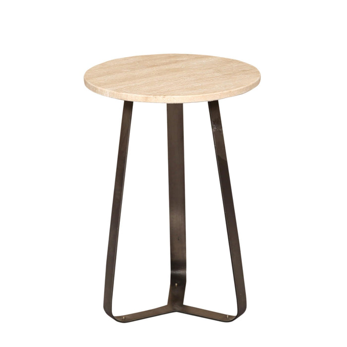 PTMD Micka Zwart Travertine Coffeetable Rond Small-Salontafels-PTMD