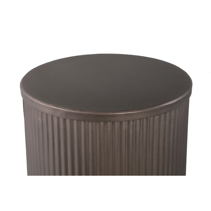 PTMD Midda Dark Grijs Steel Ribbed Pedestal Set of 2-Zuilen-PTMD