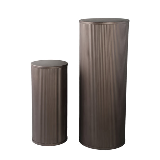 PTMD Midda Dark Grijs Steel Ribbed Pedestal Set of 2-Zuilen-PTMD