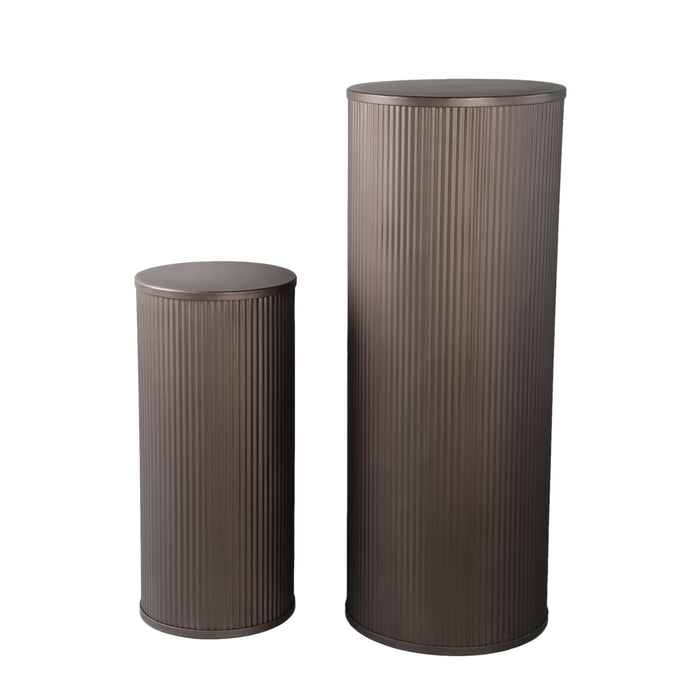 PTMD Midda Dark Grijs Steel Ribbed Pedestal Set of 2-Zuilen-PTMD