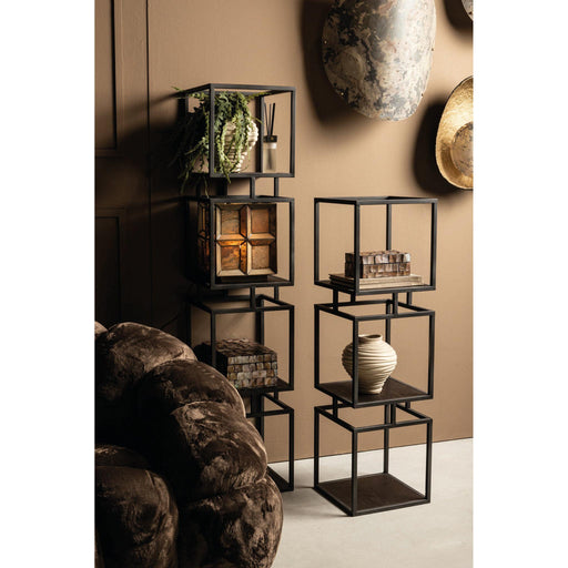 PTMD Nanci Zwart Ijzer Open Cube Kast m-Vakkenkasten-PTMD