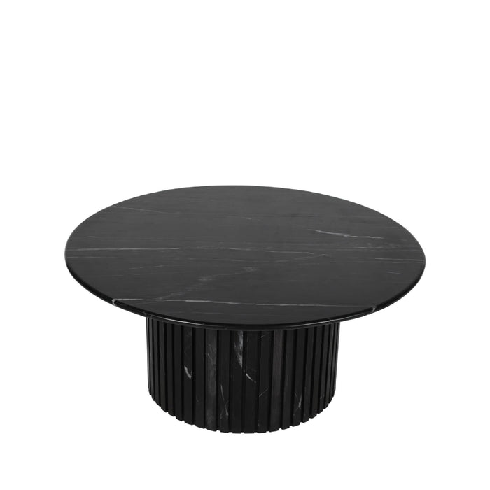 PTMD Neelim Zwart Marmer Salontafel Ribbed Base Rond-Salontafels-PTMD